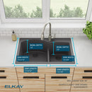 Elkay Quartz Classic 33" x 22" x 10" Double Bowl Drop-in Sink with Aqua Divide Graphite ELGH3322RGT0