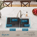 Elkay Quartz Classic 33" x 20-1/2" x 9-1/2" Double Bowl Undermount Sink with Aqua Divide Graphite ELGULBO3322GT0