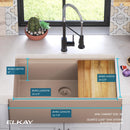Elkay Quartz Luxe 35-7/8" x 21-9/16" x 9" Single Bowl 10" Apron Farmhouse Workstation Sink with Perfect Drain Sandstone ELXUFP362010SN0