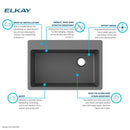 Elkay Quartz Classic 33" x 22" x 9-1/2" Single Bowl Drop-in Sink Graphite ELG13322GT0