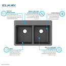 Elkay Quartz Classic 33" x 22" x 9-1/2" Double Bowl Drop-in Sink Graphite ELG3322GT0