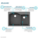 Elkay Quartz Classic 33" x 22" x 10" Double Bowl Drop-in Sink with Aqua Divide Graphite ELGH3322RGT0