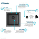 Elkay Quartz Classic 15-3/4" x 15-3/4" x 7.7 Single Bowl Dual Mount Bar Sink Kit Graphite ELG1616GT0C