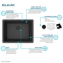 Elkay Quartz Classic 24-5/8" x 18-1/2" x 9-1/2" Single Bowl Undermount Sink Kit Matte Black ELGU2522MB0C