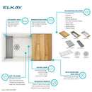 Elkay Quartz Luxe 33" x 19" x 9" Single Bowl Undermount Workstation Sink Kit with Perfect Drain Ricotta ELXRU13322WRT0