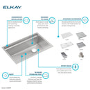 Elkay Circuit Chef Workstation Stainless Steel 32-1/2" x 20-1/2" x 10" Single Bowl Undermount Sink Kit w/White Polymer Boards CS30WPK