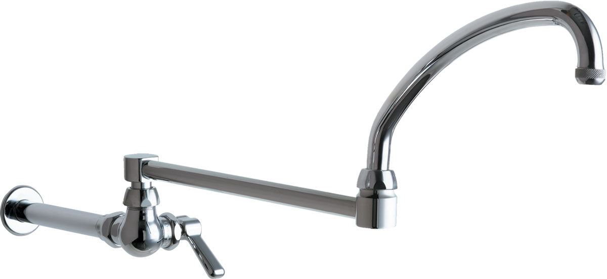 Chicago Faucets 334-DJ21ABCP Lead-Free Single-hole wall-mounted wok filler, Brass, NPSM