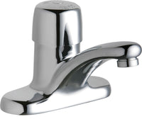 Chicago Faucets 3400-TABCP Lead-Free Deck-mounted metering faucet with 4" centers, Brass, NPT