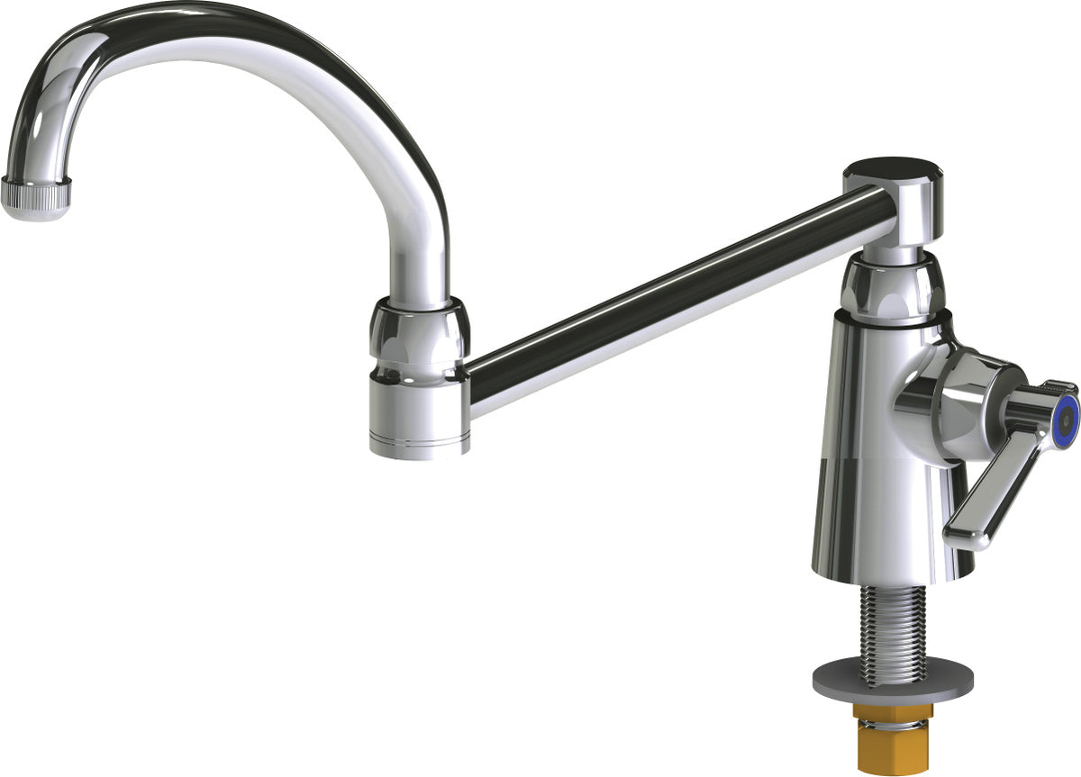 Chicago Faucets 350-DJ21ABCP Lead-Free Deck-mounted manual faucet, single-hole, single-supply