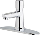 Chicago Faucets 3500-8E2805ABCP Lead-Free Deck-mounted metering faucet with 8" centers, Brass