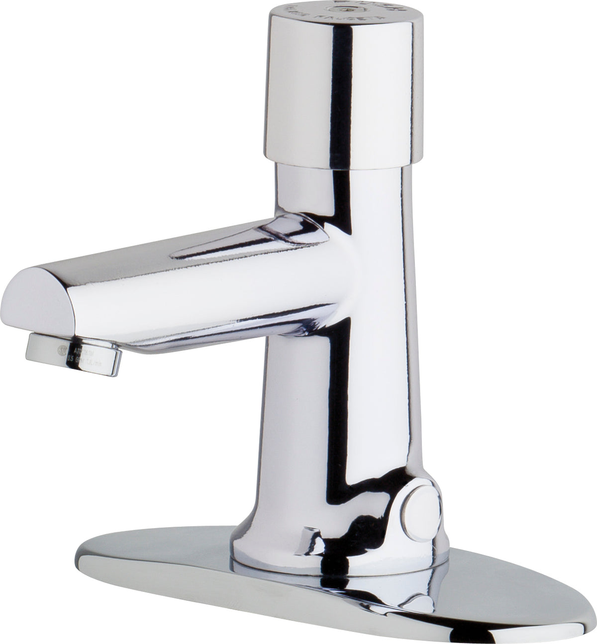 Chicago Faucets 3501-4E2805ABCP Lead-Free Deck-mounted metering faucet with 4" centers, Brass