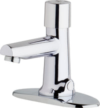 Chicago Faucets 3501-4E39VPABCP Lead-Free Deck-mounted metering faucet with 4" centers, Brass