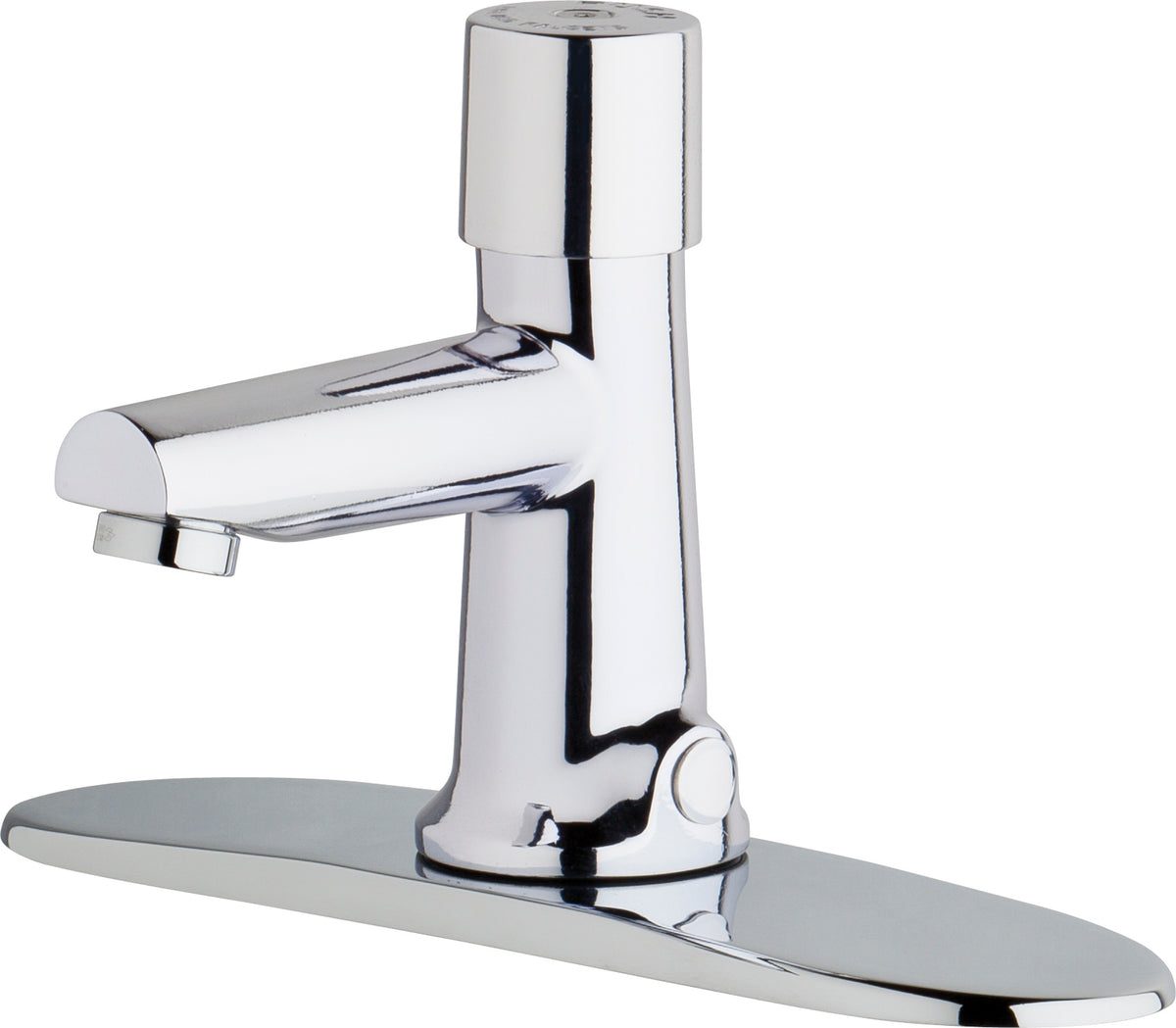 Chicago Faucets 3501-8E2805ABCP Lead-Free Deck-mounted metering faucet with 8" centers, Brass