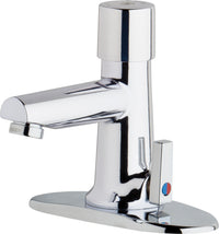 Chicago Faucets 3502-4E2805ABCP Lead-Free Deck-mounted metering faucet with 4" centers, Brass