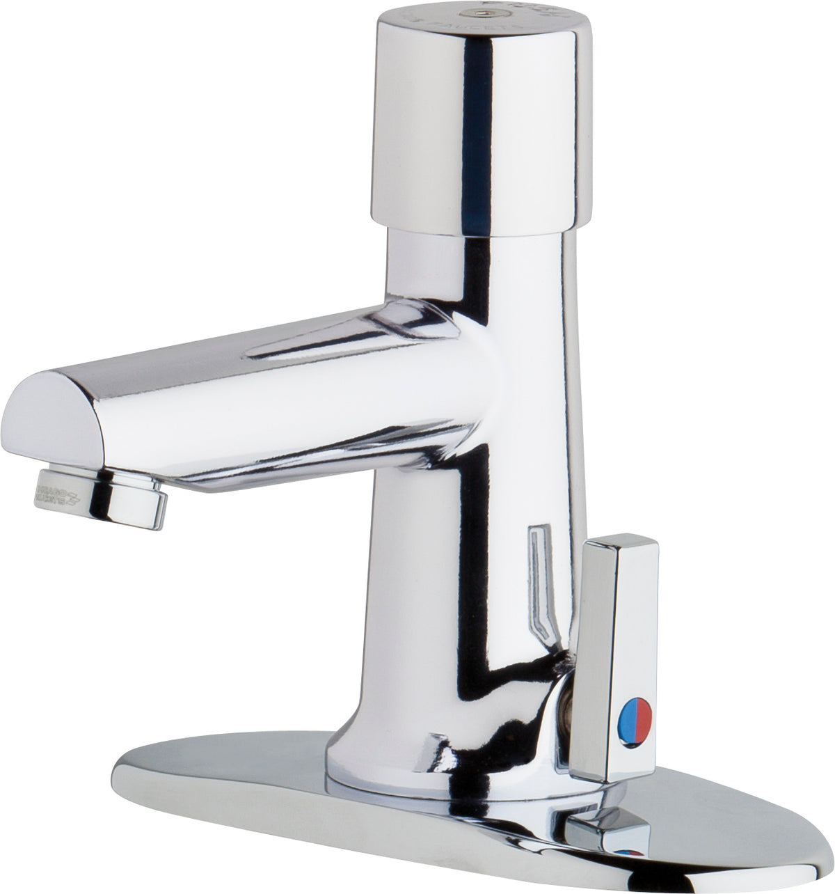 Chicago Faucets 3502-4E39VPABCP Lead-Free Deck-mounted metering faucet with 4" centers, Brass