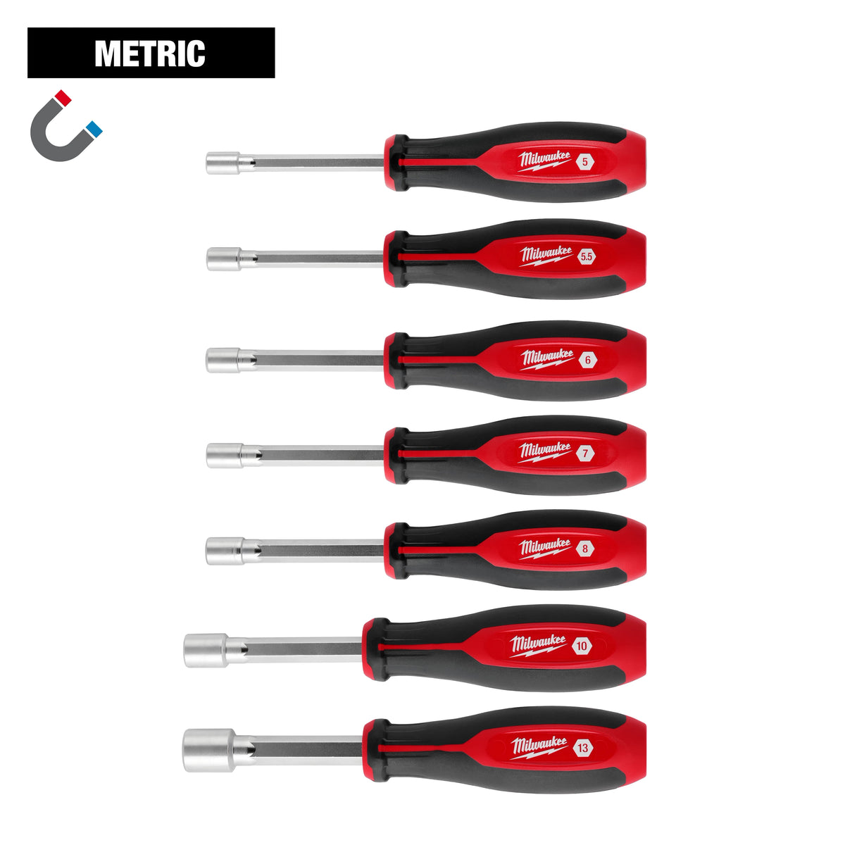 Milwaukee 48-22-2548 7pc Metric HollowCore Magnetic Nut Driver Set
