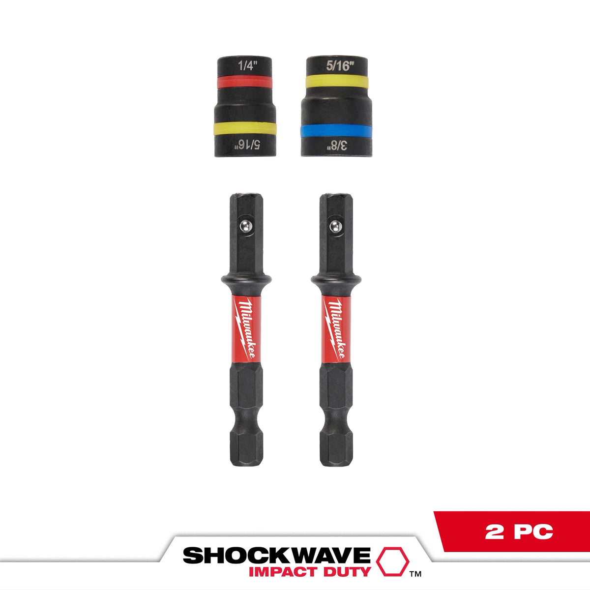 Milwaukee 49-66-4565 2PC SHOCKWAVE Impact Duty QUIK-CLEAR 2-in-1 Magnetic Nut Driver Set (Pack of 3)