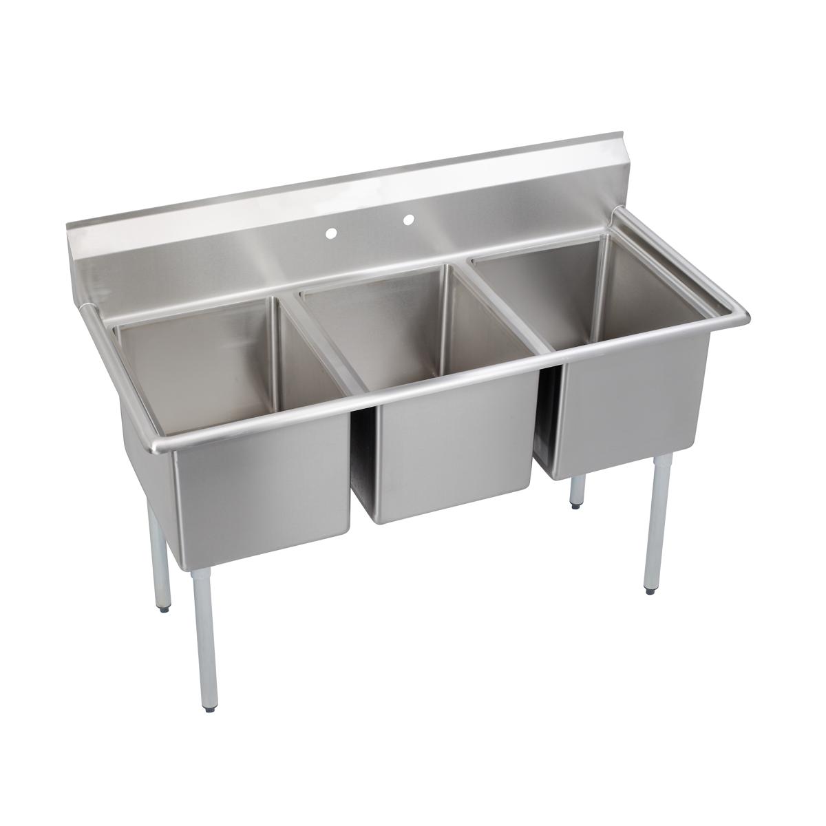 Elkay Dependabilt Stainless Steel 63" x 29-13/16" x 44-3/4" 16 Gauge Three Compartment Sink with Stainless Steel Legs 3C18X24-0X