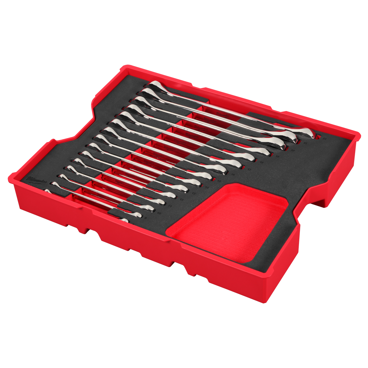 Milwaukee 48-22-0156 15pc. Metric Ratcheting Combination Wrench Set with Tray for PACKOUT Drawers