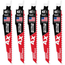 Milwaukee 48-00-7551 6" 5 TPI AX w/NITRUS Carbide Teeth SAWZALL Blade for Wood with Nails 5PK