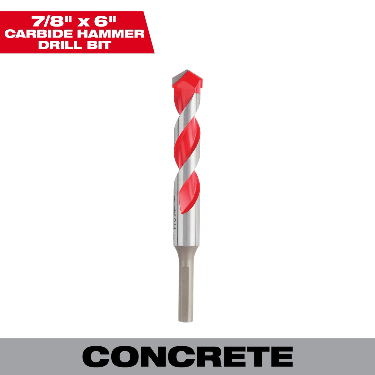 Milwaukee 48-20-9047 7/8" x 4" x 6" Carbide Hammer Drill Bit with POWER TIP (Pack of 3)