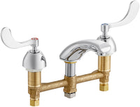Chicago Faucets 404-317ABCP Lead-Free Deck-mounted manual faucet with 8" centers, Brass, NPSM