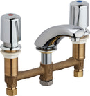 Chicago Faucets 404-765ABCP Lead-Free Deck-mounted metering faucet with 8" centers, Brass, NPSM