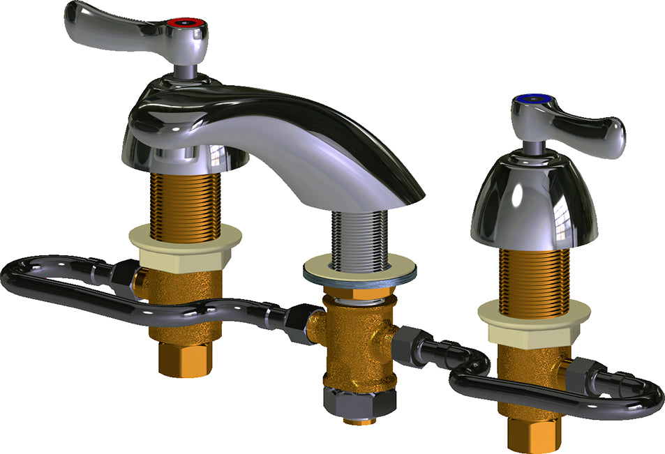 Chicago Faucets 404-HZABCP Lead-Free Deck-mounted manual faucet with adjustable centers