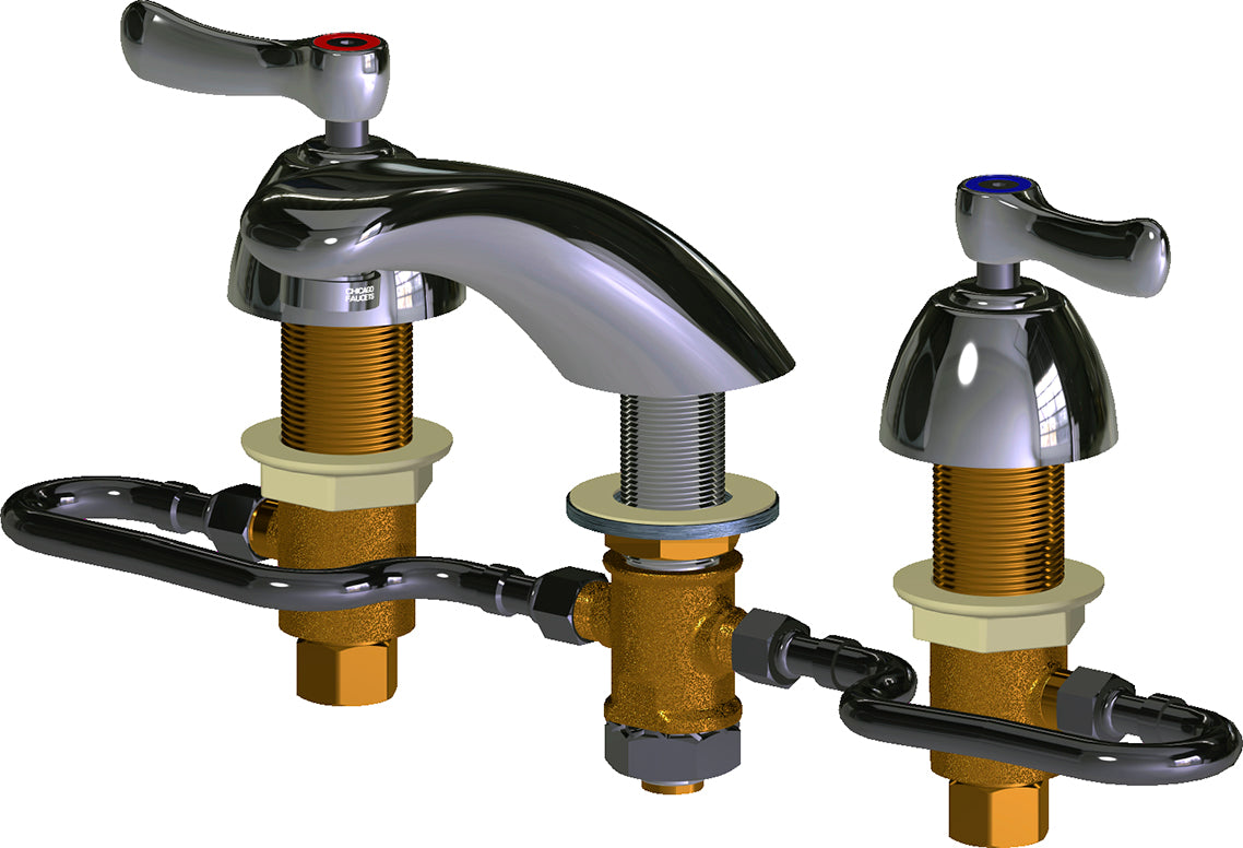 Chicago Faucets 404-VHZE64ABCP Lead-Free Deck-mounted manual faucet with adjustable centers