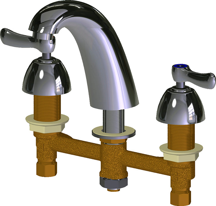 Chicago Faucets 405-E2805-390XKAB Deck-mounted manual faucet with 8" centers, Brass, NPSM