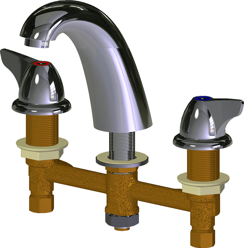 Chicago Faucets 405-E37VP1000XKAB Deck-mounted manual faucet with 8" centers, Brass, NPSM