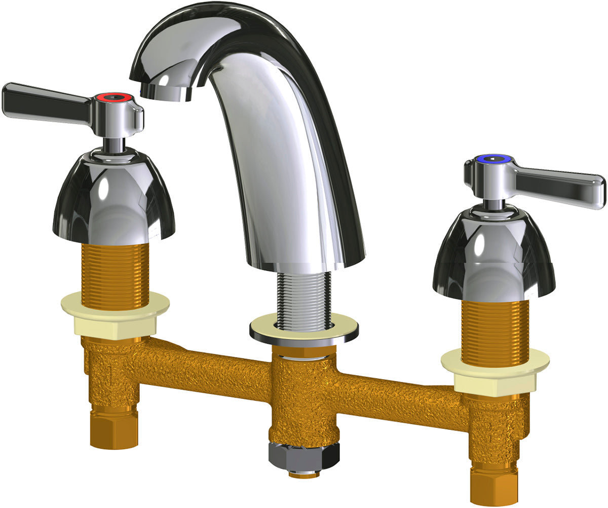 Chicago Faucets 405-E37VP369XKAB Deck-mounted manual faucet with 8" centers, Brass, NPSM