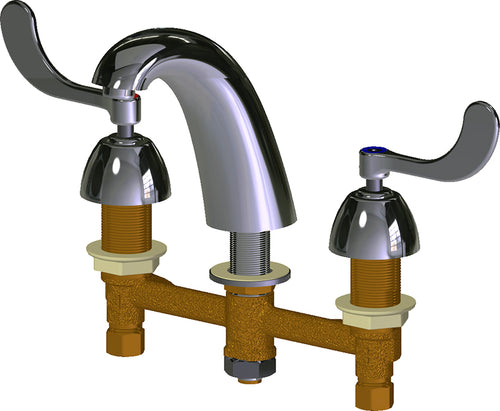 Chicago Faucets 405-E70-317AB Deck-mounted manual faucet with 8" centers, Brass, NPSM