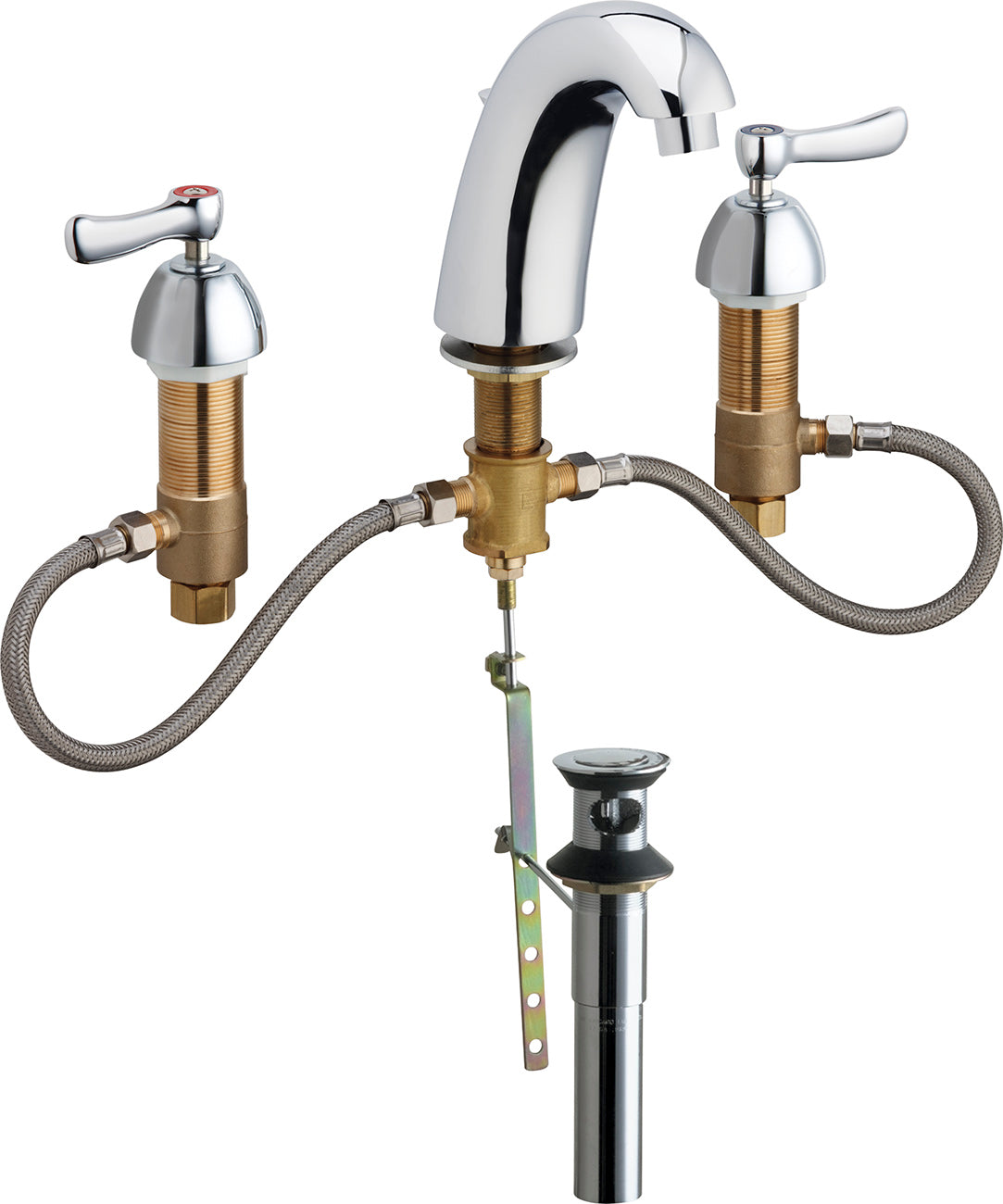 Chicago Faucets 405-HE37V390XKPOAB Lead-Free Deck-mounted manual faucet with adjustable centers