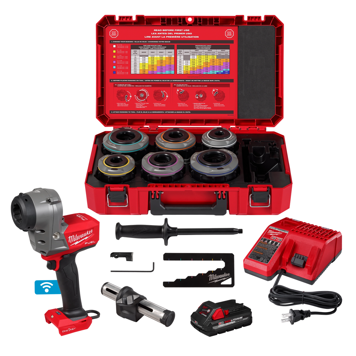 Milwaukee 2937-21 M18 FUEL Covered Conductor Cable Stripper Kit w/ Adjustable Bushings