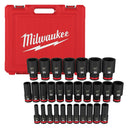 Milwaukee 49-66-7015 29PC SHOCKWAVE Impact Duty 1/2" Drive Metric Deep 6 Point Socket Set