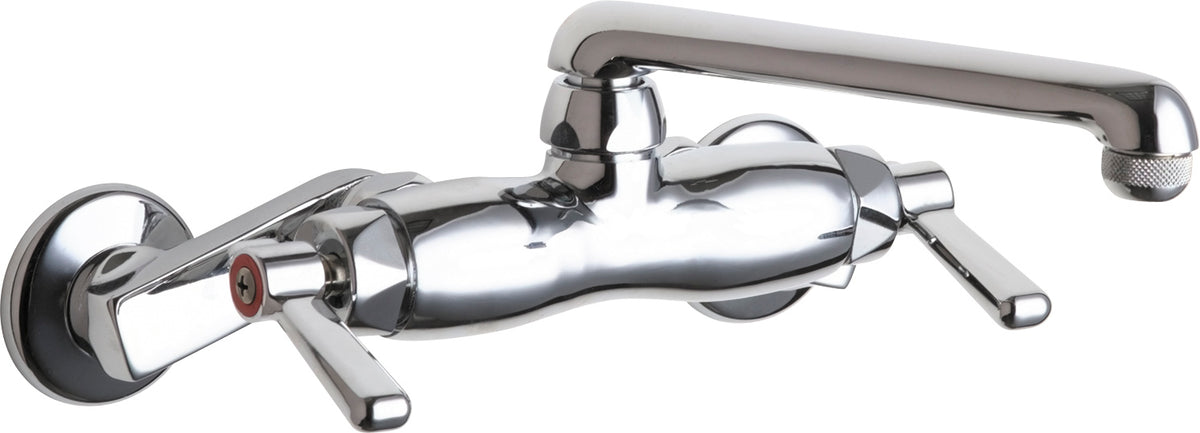 Chicago Faucets 445-E1ABCP Lead-Free Wall-mounted manual faucet with adjustable centers