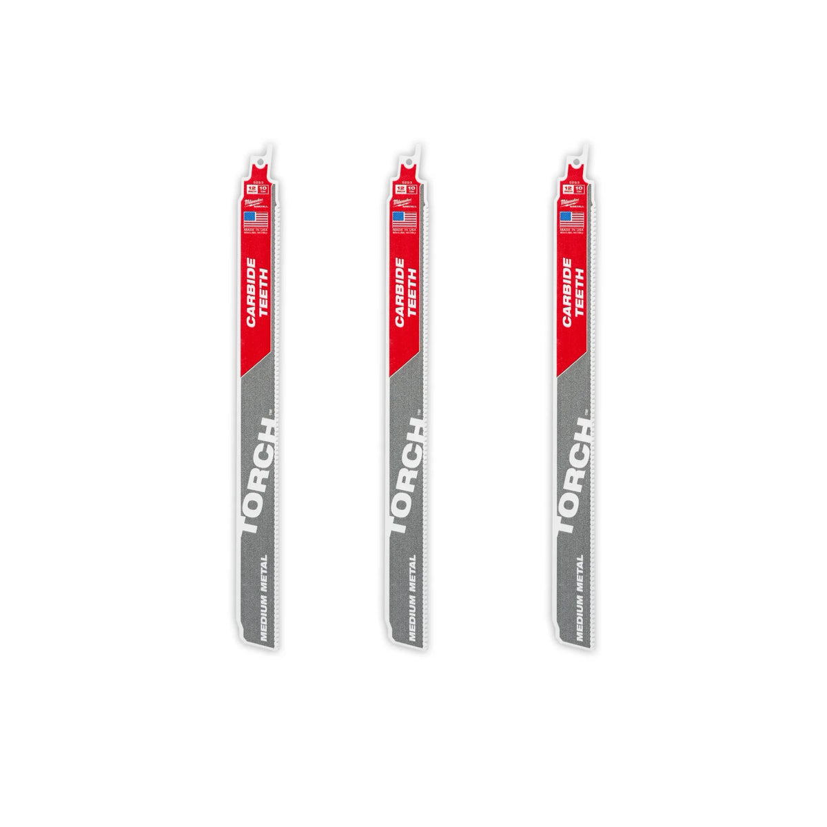 Milwaukee 48-00-5353 12" 10 TPI TORCH with Carbide Teeth for Conduit and Strut SAWZALL Blade (3 PK)