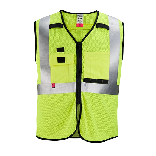 Milwaukee 48-73-5201 AR/FR Cat. 1 Class 2 High Visibility Yellow Mesh Safety Vest - S/M (Pack of 7)