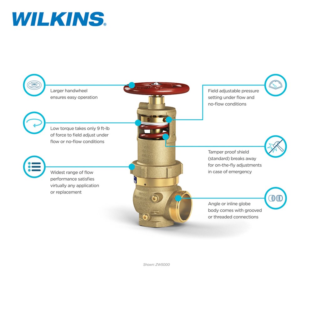 Zurn ZW5000 2-1/2" Pressure Tru® Pressure Reducing Hose Valve - Field Adjustable, Bronze, FNPT