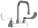 Chicago Faucets 526-317ABCP Lead-Free Deck-mounted manual faucet with 4" centers, Brass, NPSM