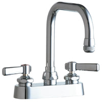 Chicago Faucets 526-ABCP Lead-Free Deck-mounted manual faucet with 4" centers, Brass, NPSM