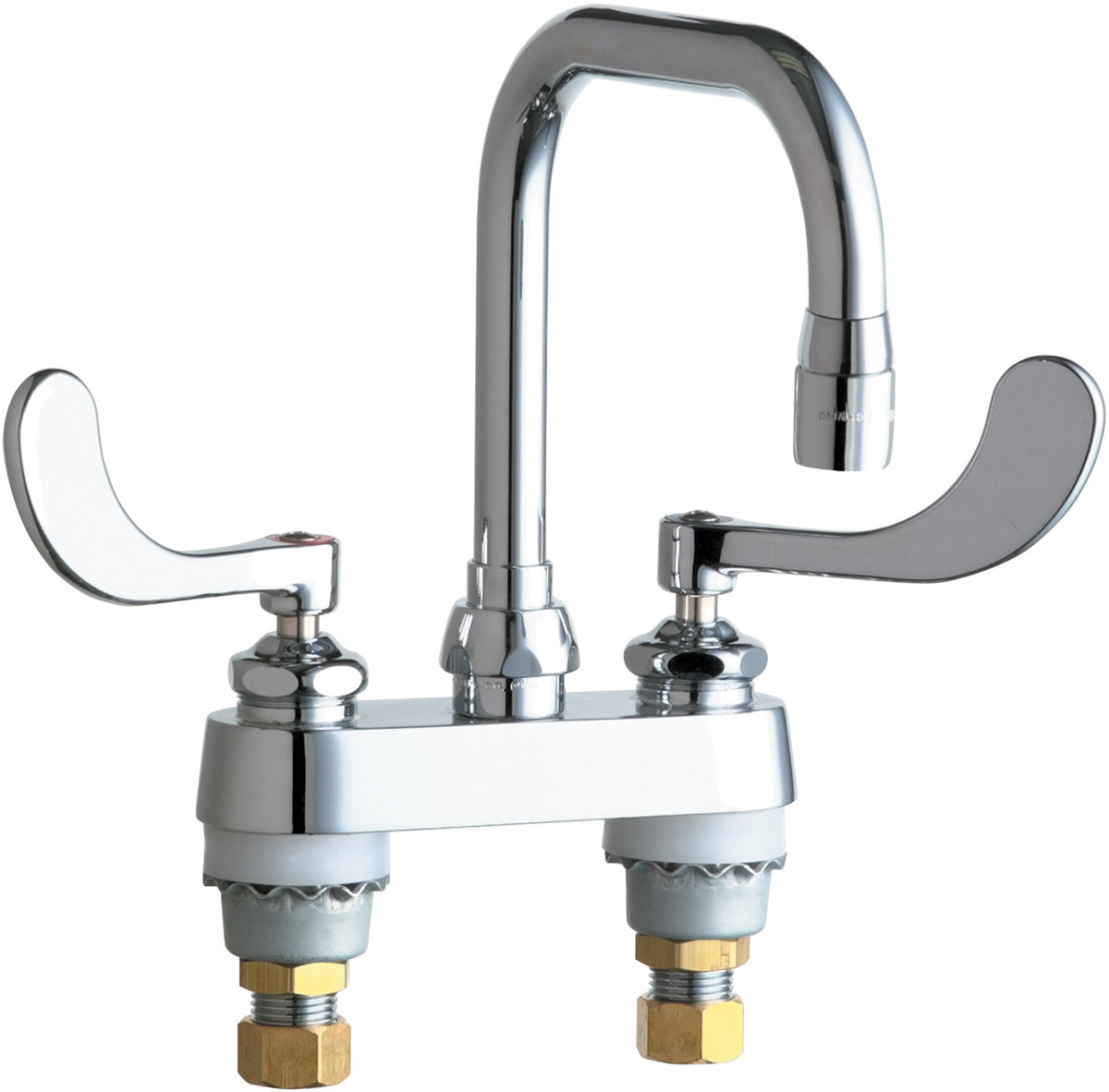 Chicago Faucets 526-E35-317ABCP Lead-Free Deck-mounted manual faucet with 4" centers