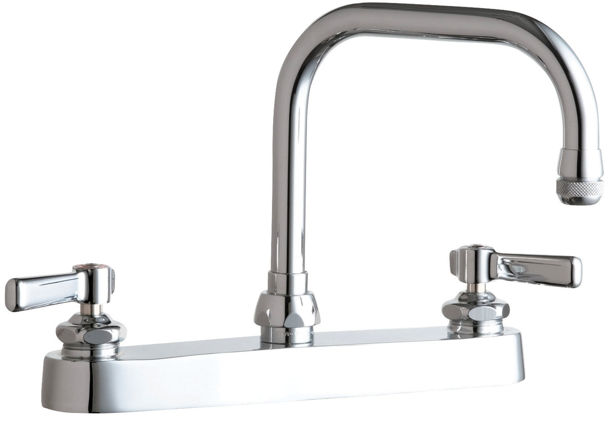 Chicago Faucets 527-ABCP Lead-Free Deck-mounted manual faucet with 8" centers, Brass, NPSM