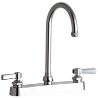 Chicago Faucets 527-GN2AE1ABCP Lead-Free Deck-mounted manual faucet with 8" centers