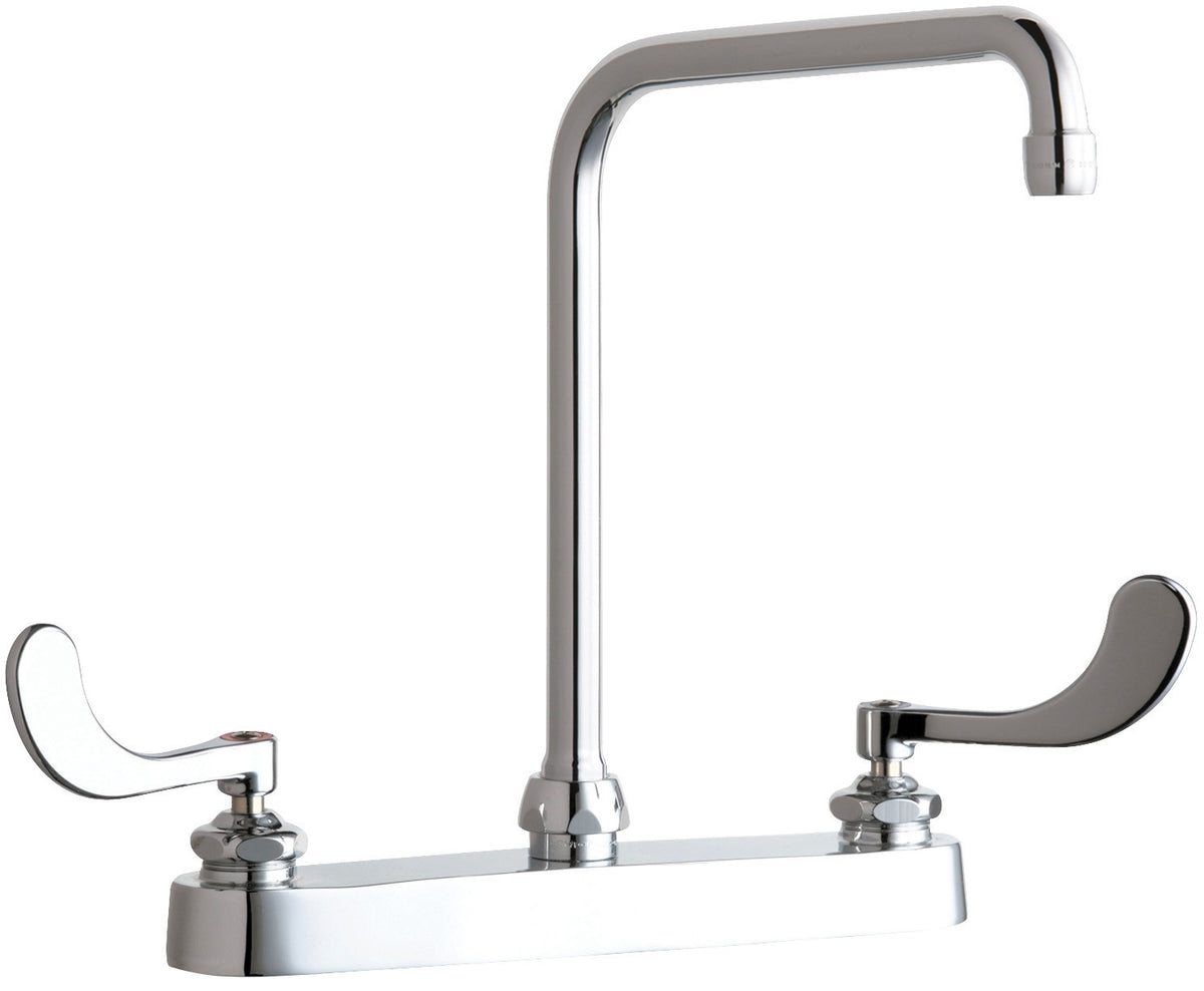 Chicago Faucets 527-HA8-317ABCP Lead-Free Deck-mounted manual faucet with 8" centers