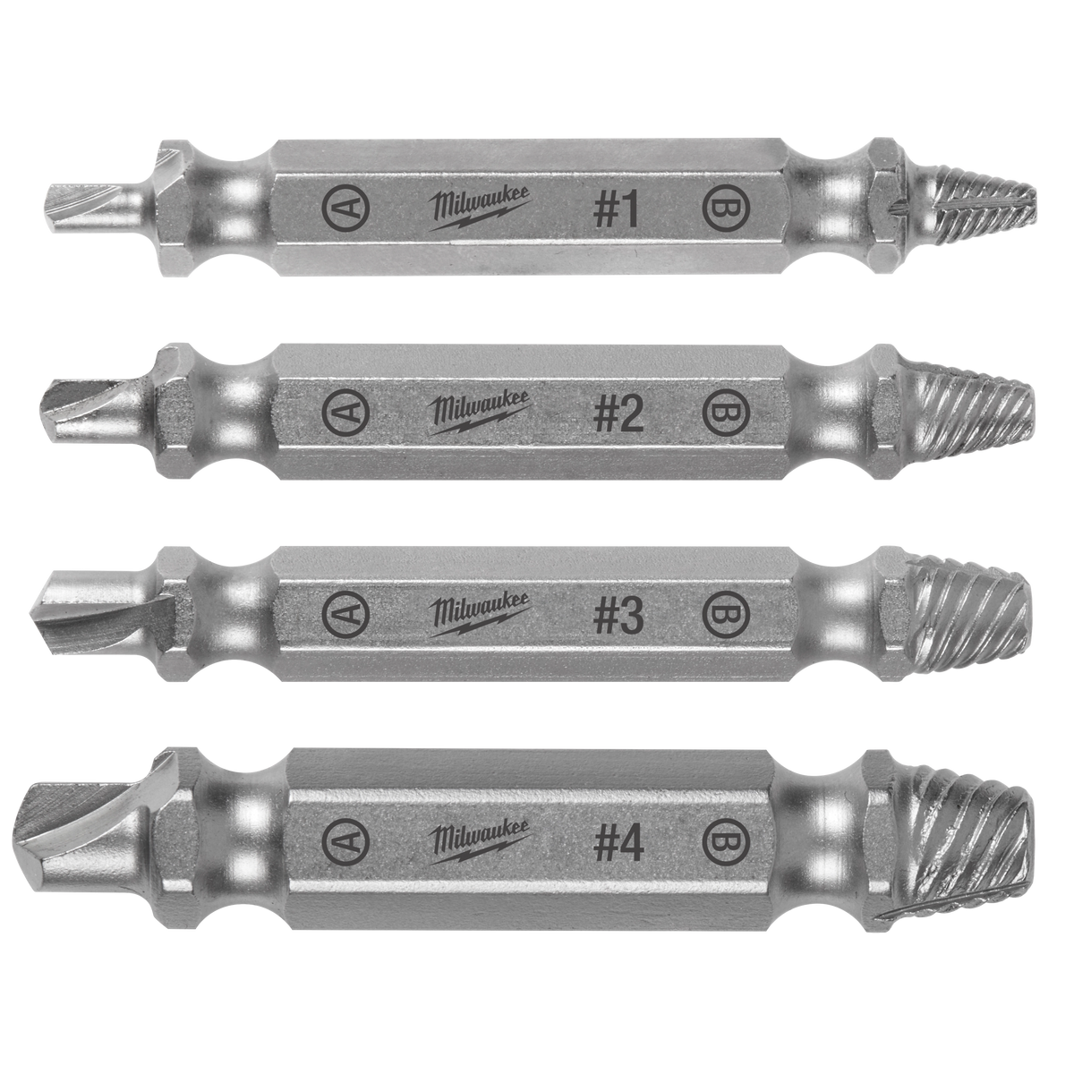 Milwaukee 49-57-9001 4PC M2 Steel Screw Extractor Set