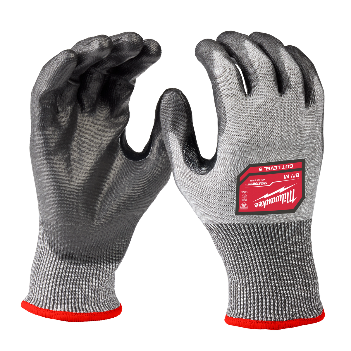 Milwaukee 48-73-8751 Cut Level 5 High Dexterity Polyurethane Dipped Gloves - M (Pack of 6)