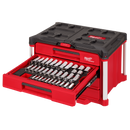 Milwaukee 48-22-9491 242pc. 1/4”, 3/8”, & 1/2” Drive Metric & SAE Ratchet & Socket Set with PACKOUT 4-Drawer Tool Box