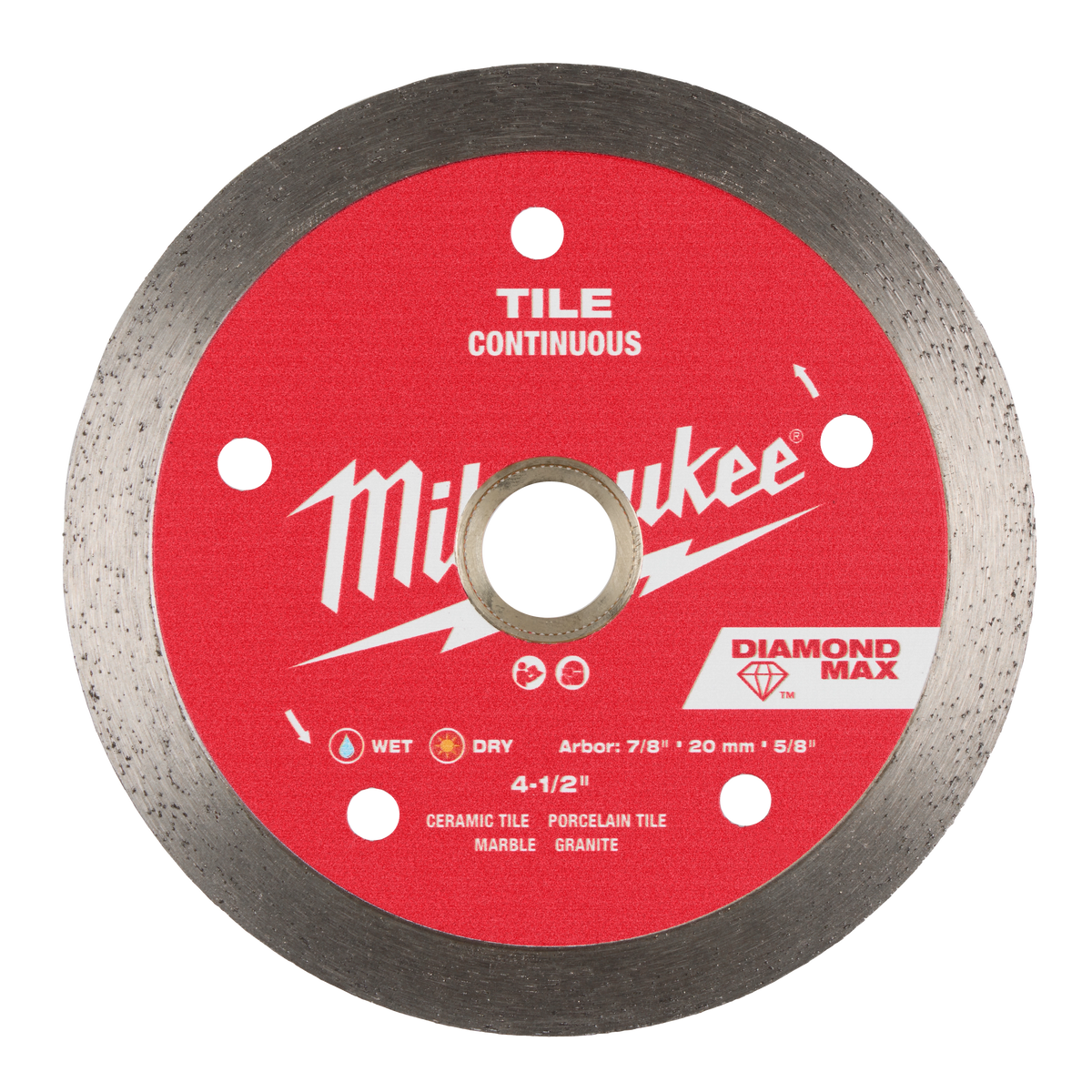 Milwaukee 49-93-9204 4-1/2" DIAMOND MAX Continuous, Tile Diamond Blade (Pack of 5)